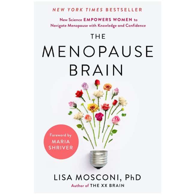 Cover of The Menopause Brain by Dr. Lisa Mosconi about brain health, memory, sleep, and menopause
