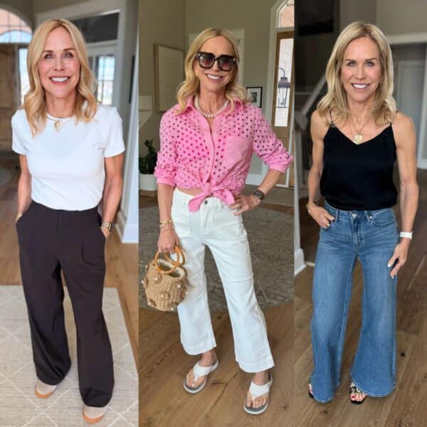 Best wide leg pants for women over 50 including athletic, everyday, casual, and denim styles picked by Chris Freytag