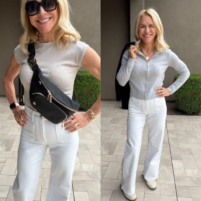 Madewell wide leg white jeans for women over 50, a clean polished denim style from a trusted brand