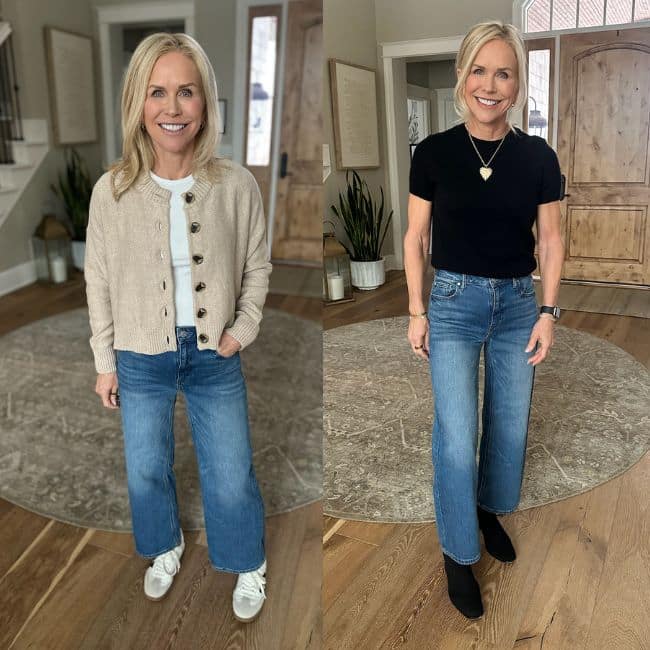 Quince wide leg jeans for women over 50, a high-quality affordable wide leg denim style