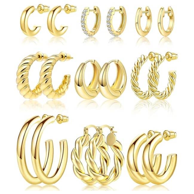 gold earrings set on amazon