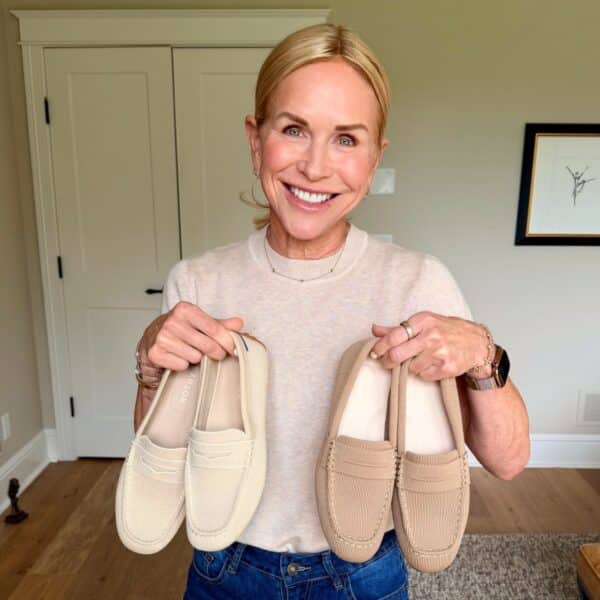 Chris Freytag wearing the best Amazon dupes for designer fashion favorites in a save vs. splurge comparison