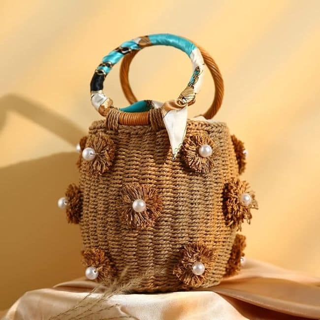 rattan bucket bag