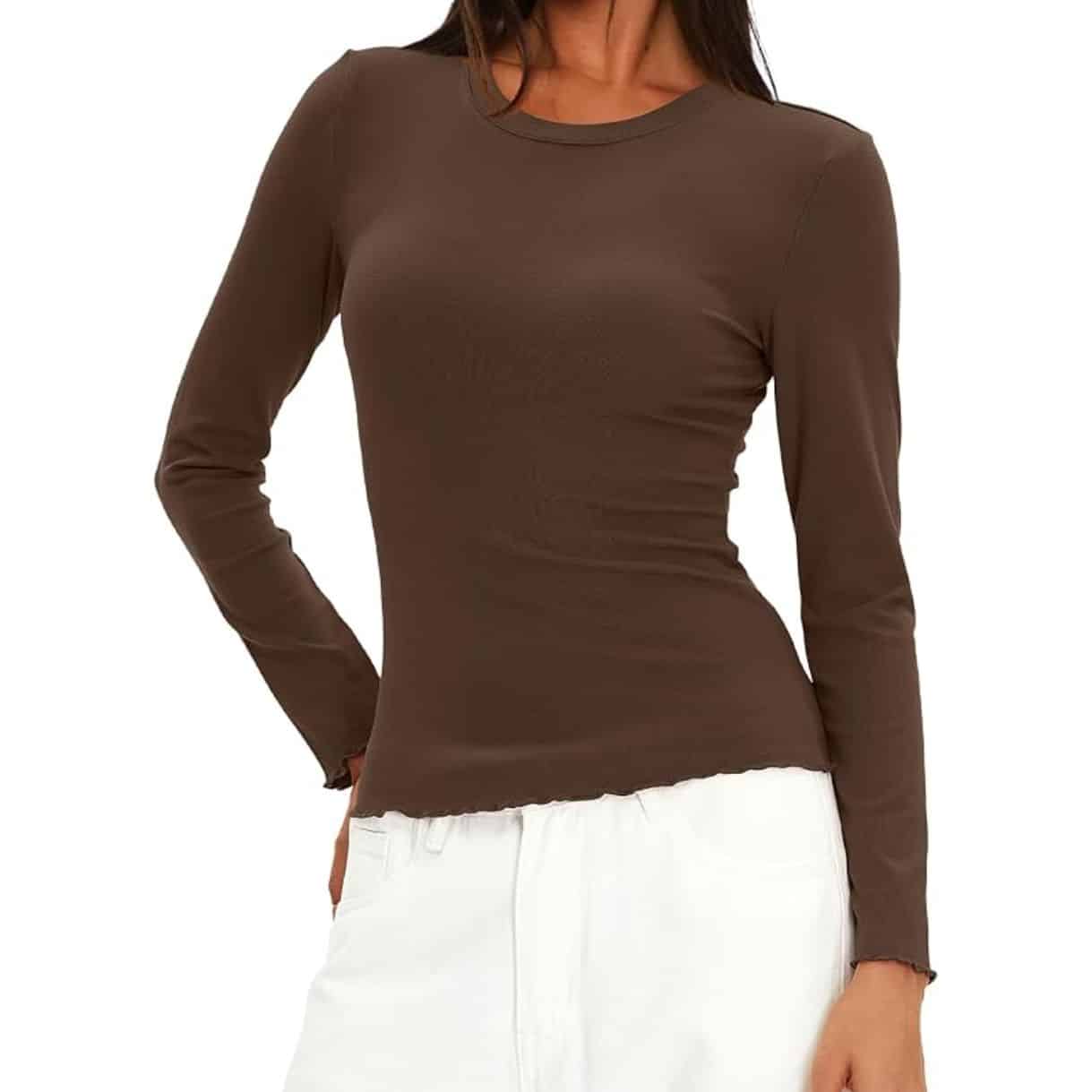 long sleeve lettuce hem top