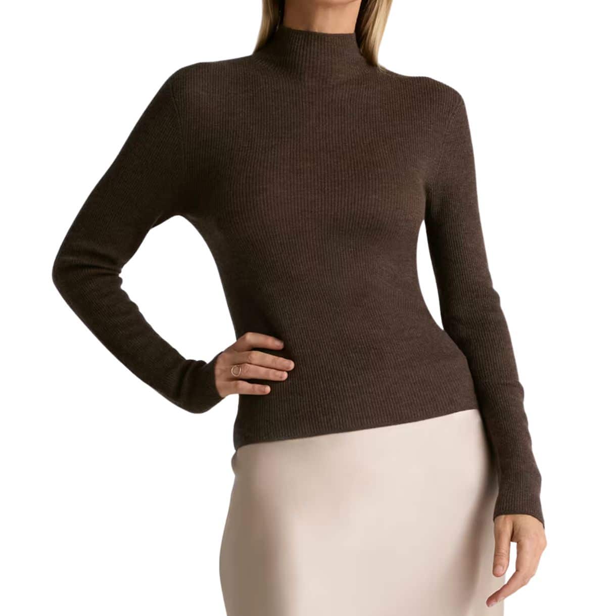 mockneck ribbed sweater