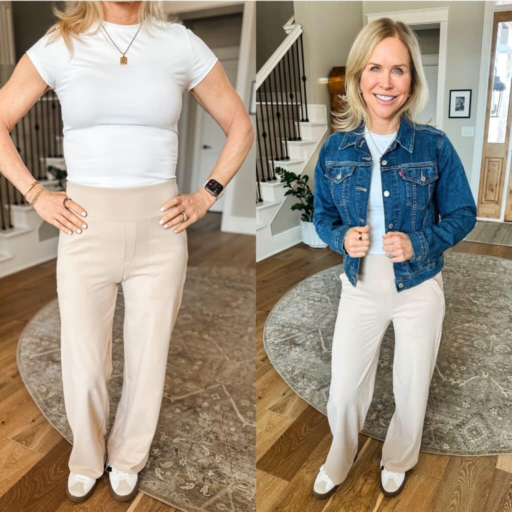 G4Free wide leg trouser pants styled as a polished athletic trouser for women over 50